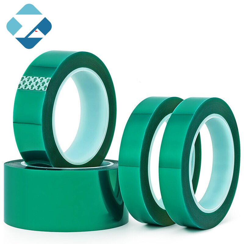 High Heat Green PET Film Silicone Adhesive Tape Excellent  Bonding Metal/Plastic/Glass Single Sided Polyester Film Adhesive Tape