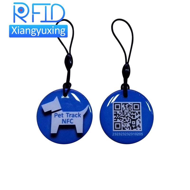 Printed Logo NFC ID pet tracking tag rfid Keychain qr code dog tag