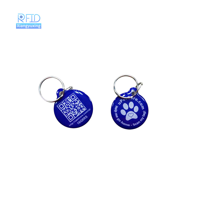 Cheap NFC Pet ID rfid tag printable qr code url programmable nfc pet dog tag keychain