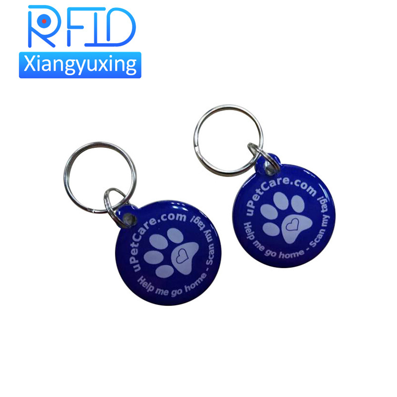 Printed Logo NFC ID pet tracking tag rfid Keychain qr code dog tag