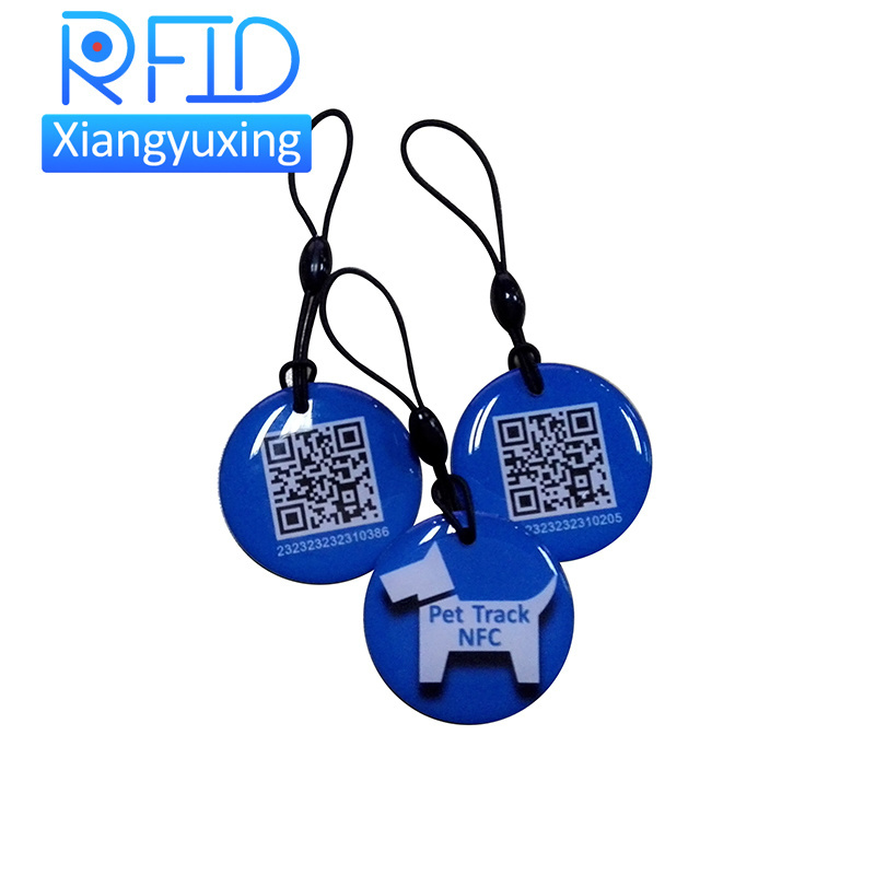 Printed Logo NFC ID pet tracking tag rfid Keychain qr code dog tag