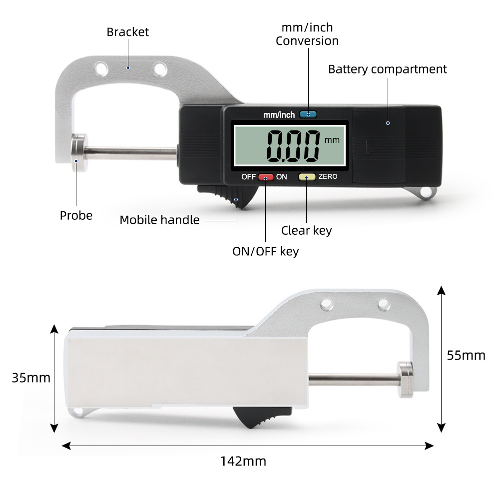 0-25MM 100% New Auto Tire Wear Detection Depth Gauge LCD Digital Display Caliper High Precision Tire Thread Pattern Thick Gauge