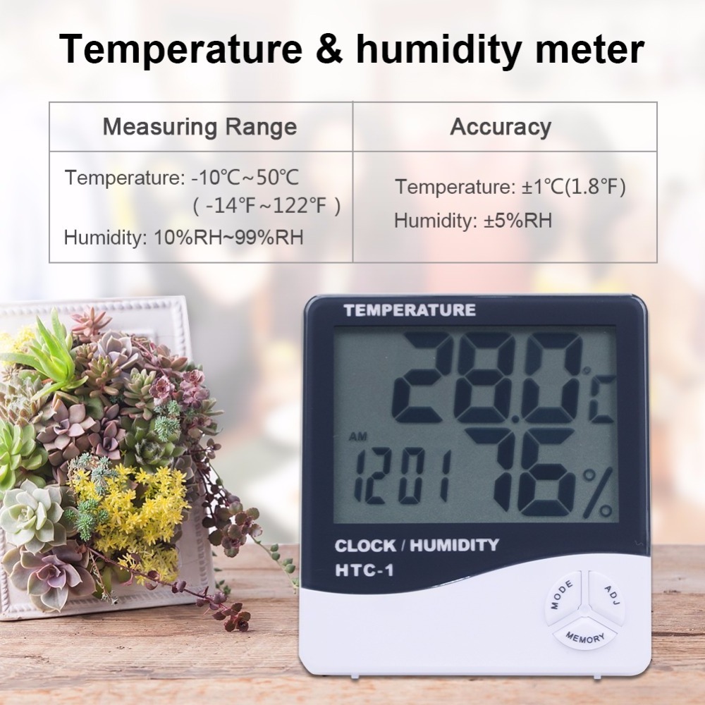 Stronger Durable Digital Thermo Thermometer Hygrometer With Alarm Clock