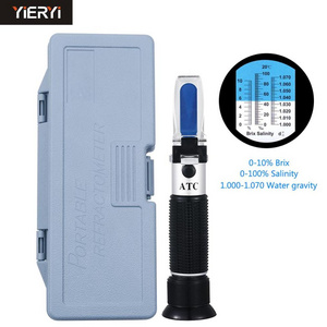 2 in 1 Refractometer 0-10%Brix Digital Test Meter 0-100%salinity Automatic Temperature Refractometer