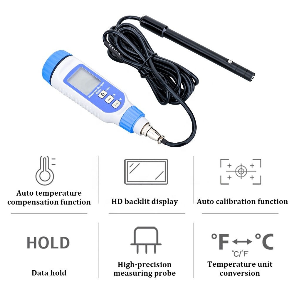 Portable water quality analysis test pen AR8210 LCD display oxygen content tester with dissolved oxygen meter