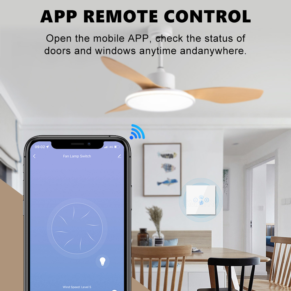 Smart  Tuya wifi fan light switch   100-240V EU  work with Alexa Google Home