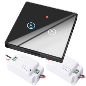 2 gang smart Wireless touch Switch Light Glass Screen RF Remote Control 433MHZ Wall Panel button 110V 220V led Lamp