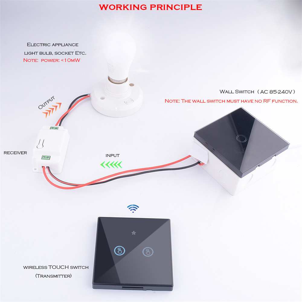 2 gang smart Wireless touch Switch Light Glass Screen RF Remote Control 433MHZ Wall Panel button 110V 220V led Lamp