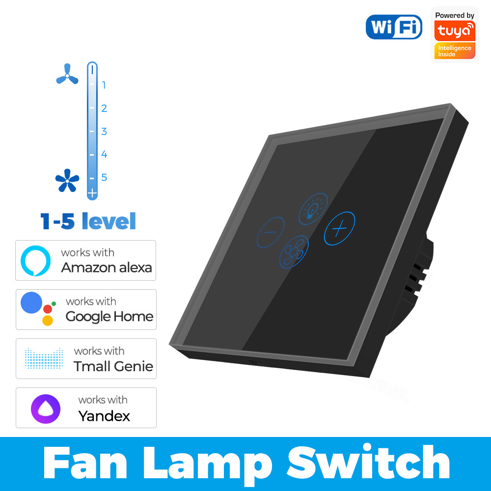 Smart  Tuya wifi fan light switch   100-240V EU  work with Alexa Google Home