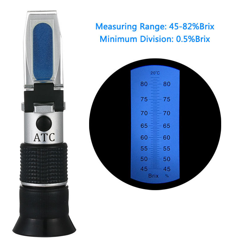 Portable 45-82% Honey Brix Refractometer Brix Meter Refractometer Min. 0.5% Brix ATC Refractometer