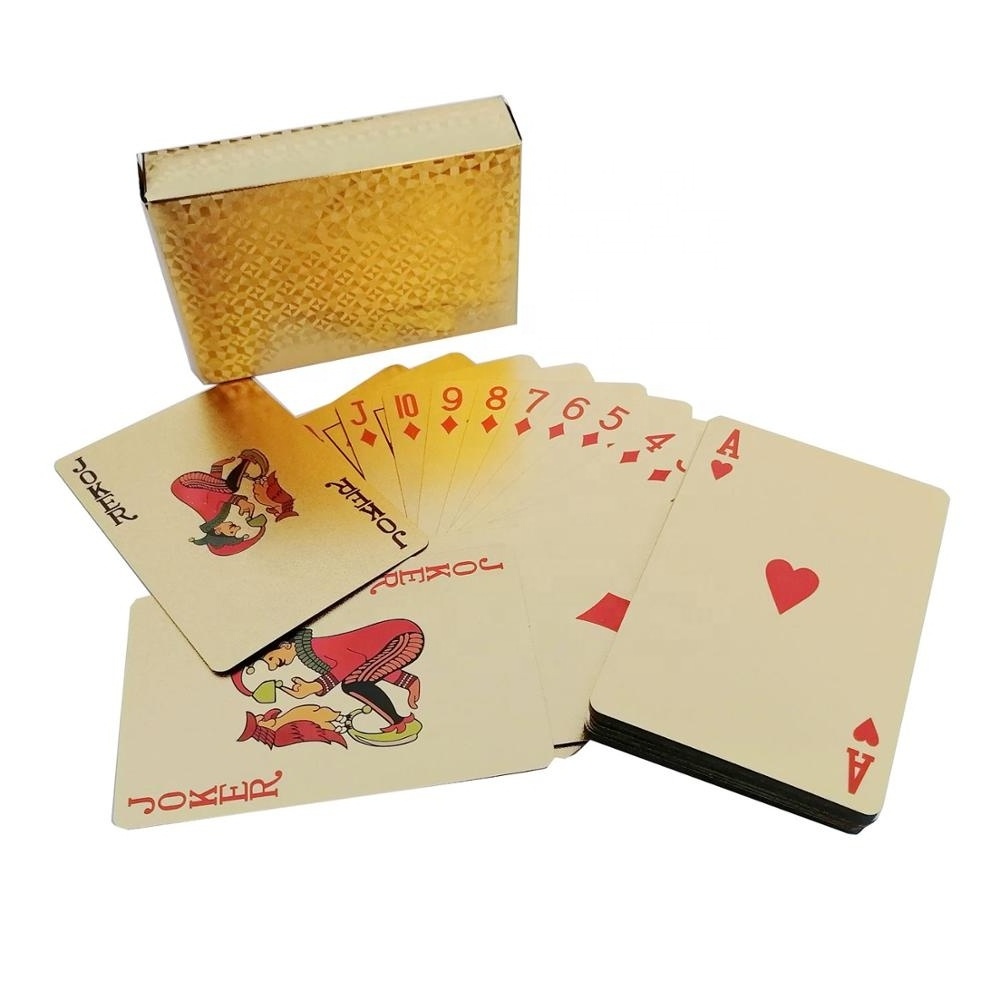 wholesale custom Waterproof Plastic pvc gold playing cards gold  Foil Poker Golden Poker card