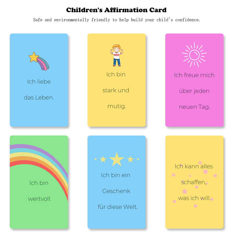 custom make design Creative Printing children kids toddlers study learning word educational affirmation flash card manufacturer