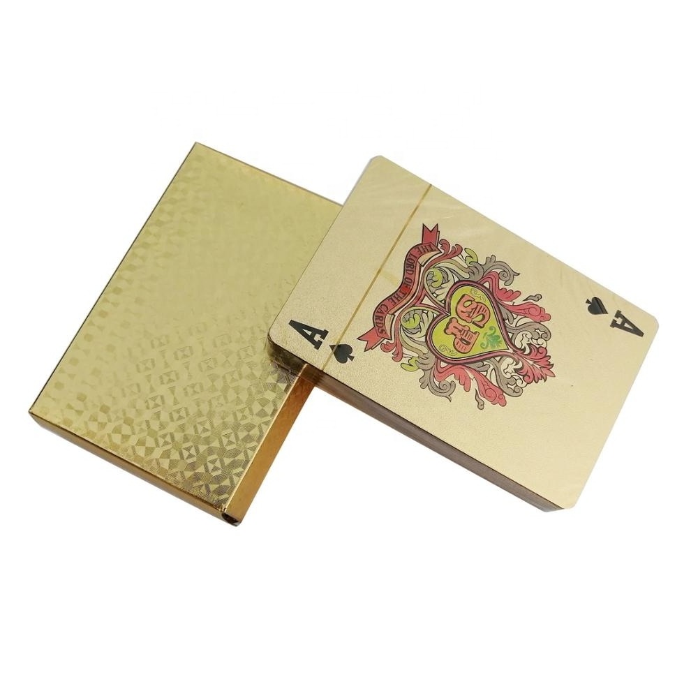 wholesale custom Waterproof Plastic pvc gold playing cards gold  Foil Poker Golden Poker card