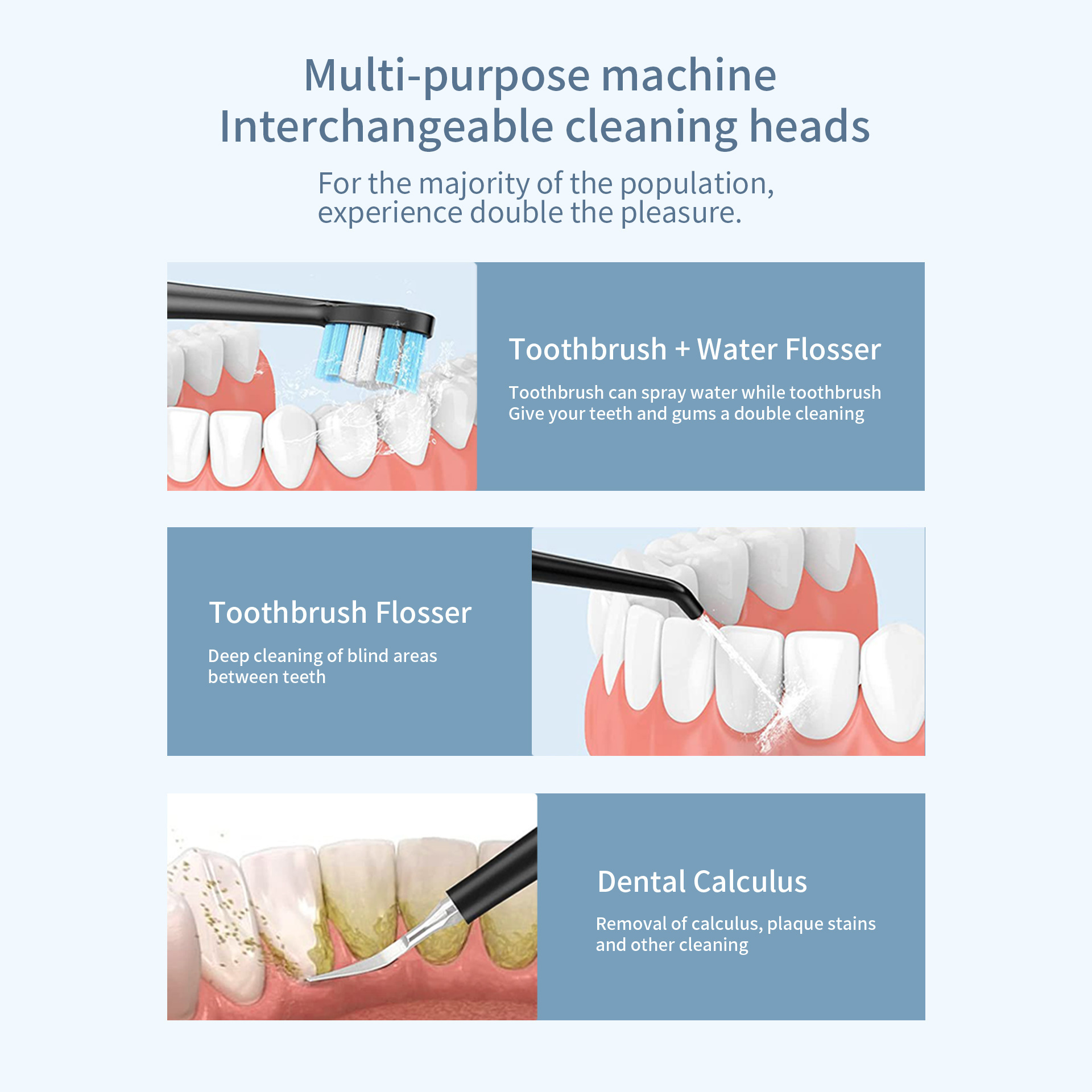 3 in 1 Teeth Cleaning Kit with 4 Modes, Electric Toothbrush and flosser Combo, Water Flosser Portable for Travel and Home