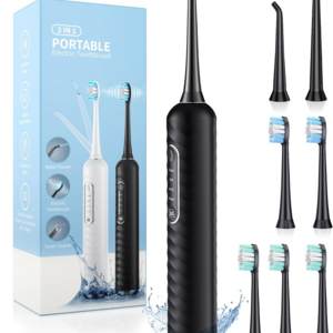 3 in 1 Teeth Cleaning Kit with 4 Modes, Electric Toothbrush and flosser Combo, Water Flosser Portable for Travel and Home