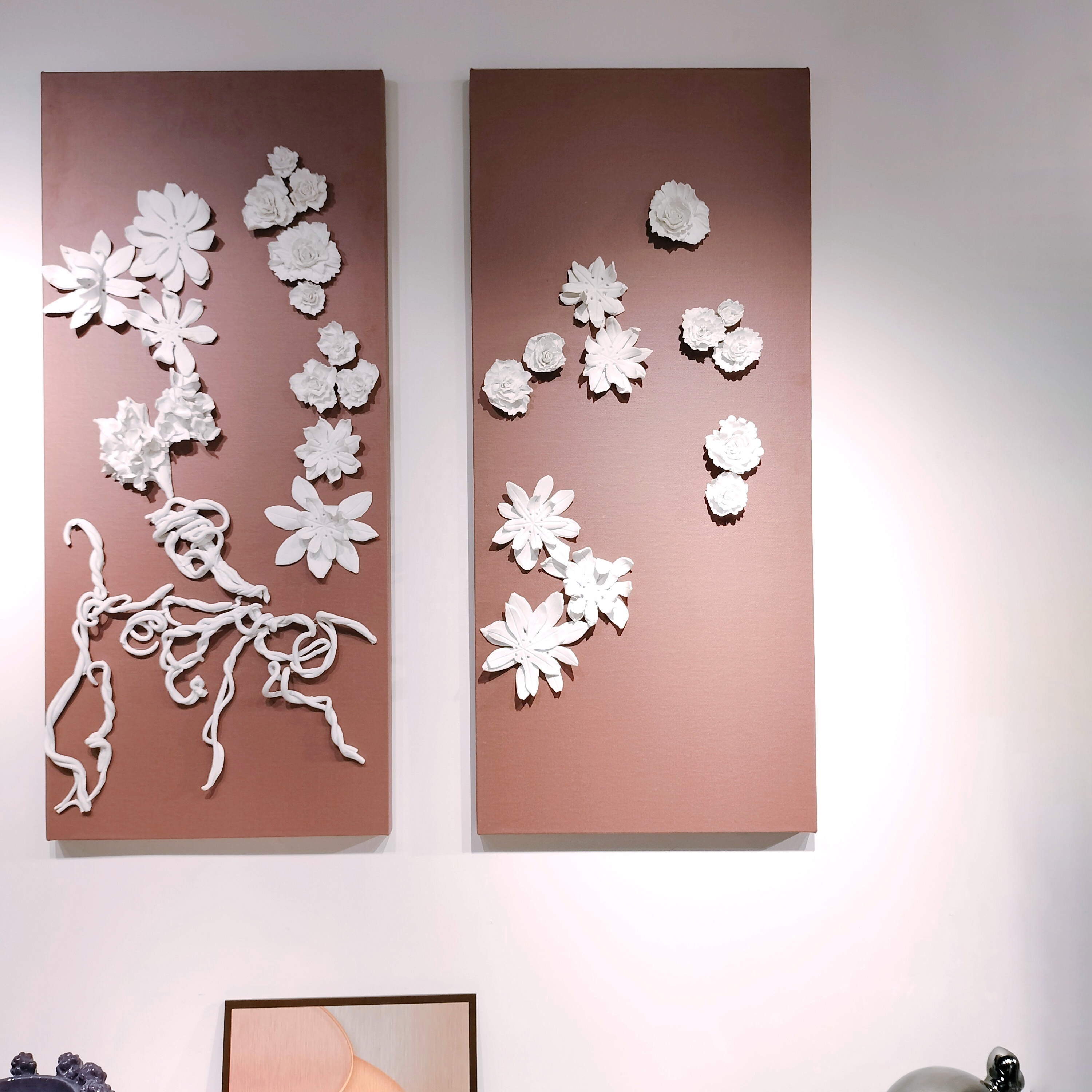 3D Flower Handmade Wall Hanging Crafts Art Home Hotel Wedding Ceramic Wall Decoration