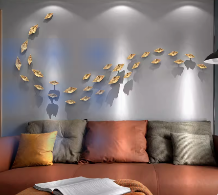 Electroplated Metal Leaf Wall Hanging Luxury Living Room Restaurant Background Wall Decoration Light Accents Wall Accessories