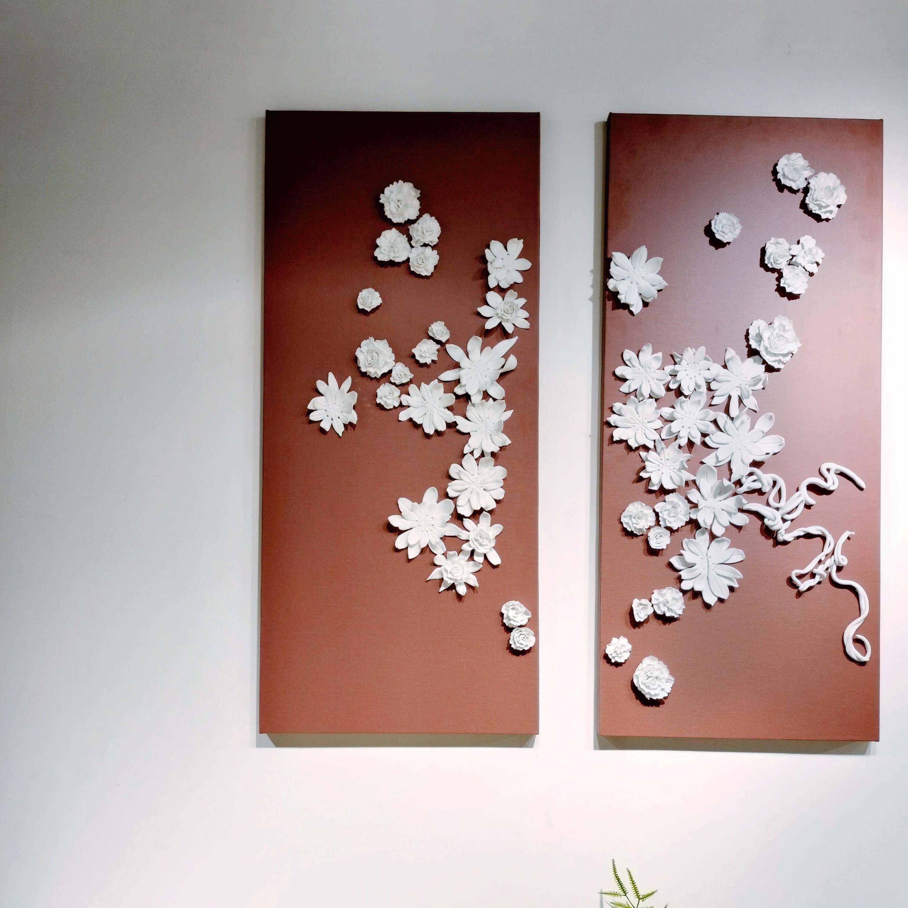 3D Flower Handmade Wall Hanging Crafts Art Home Hotel Wedding Ceramic Wall Decoration