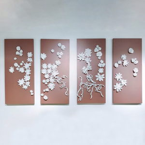 3D Flower Handmade Wall Hanging Crafts Art Home Hotel Wedding Ceramic Wall Decoration