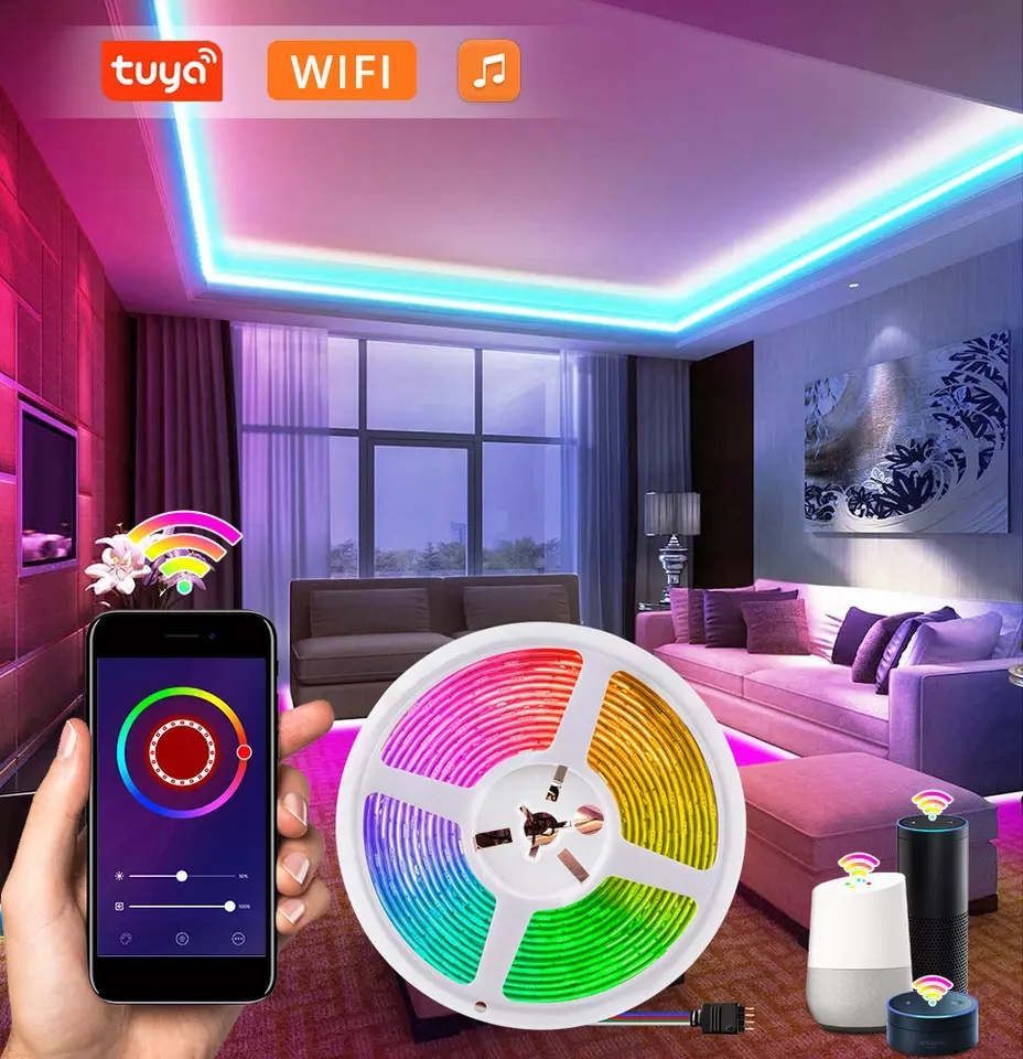 TUYA APP Control Smart Led Strip Lights RGB Color Changing  with Remote control  Music Sync Led Lights for Bedroom and Party