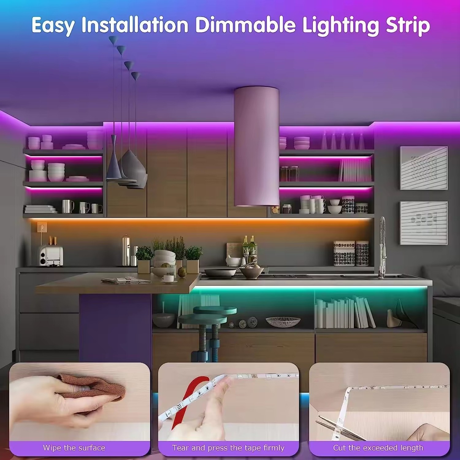 TUYA APP Control Smart Led Strip Lights RGB Color Changing  with Remote control  Music Sync Led Lights for Bedroom and Party