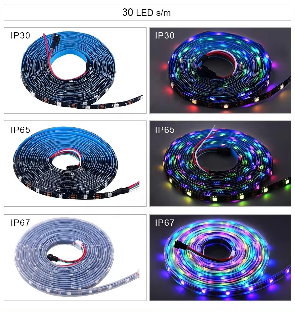 5V SMD5050 Full Color LED Light Strip 30/60/144 Leds/m Smart WS2812b IC for TV Background Bar KTV LED Atmosphere Strip Lights