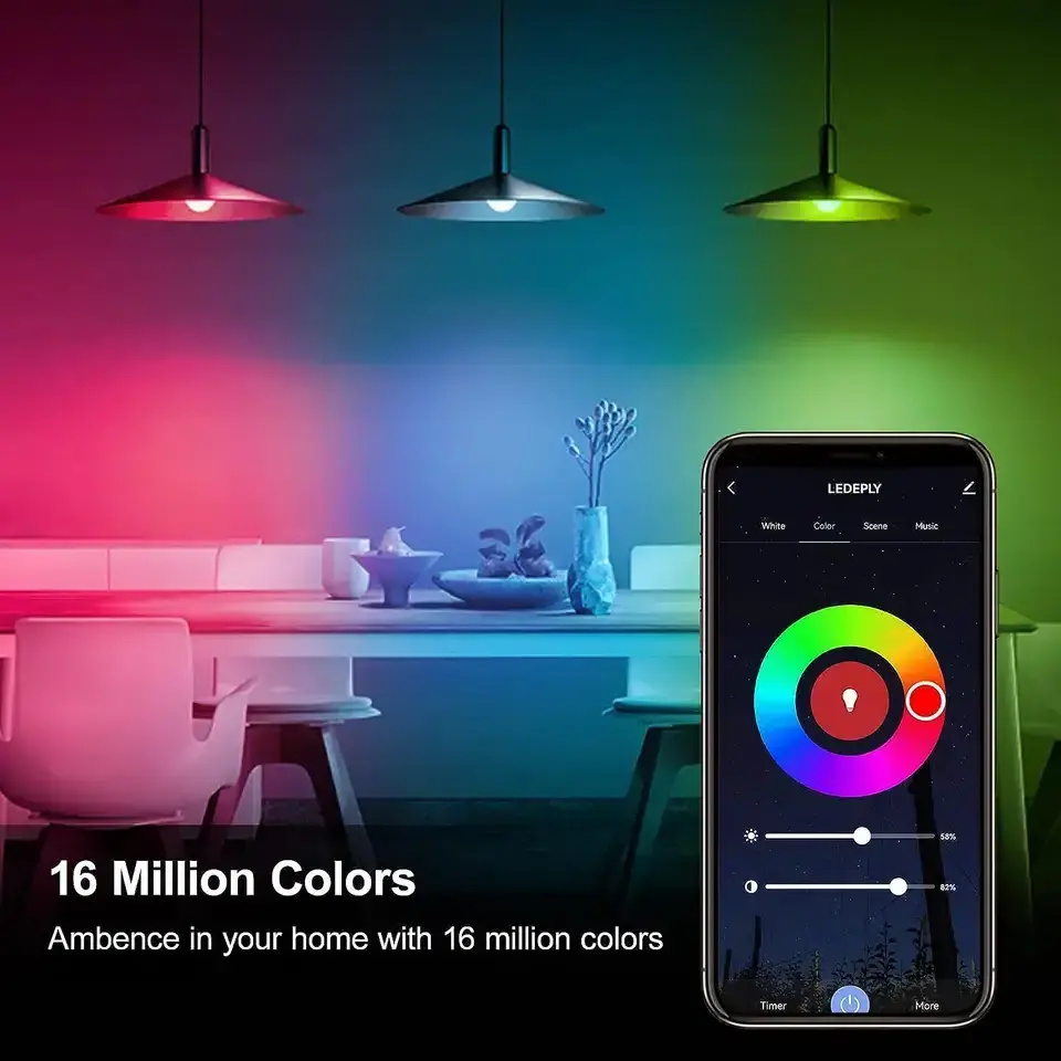 Tuya smart Life APP controlling RGB & Cold White Warm White GU10 WiFi Smart LED Light Bulb 4.5W Lamp