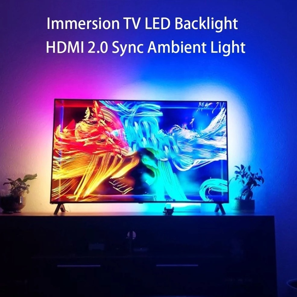 HDMI 2.0b Ambient TV PC Backlight Dream Screen USB LED Strip Light Support 4K/HDR/TV BOX/Alexa/Google Smart Sync LED Light Kit