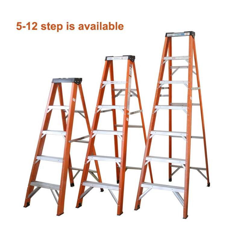 A-frame Aluminum Platform Step Industrial  8-foot Fiberglass Ladder