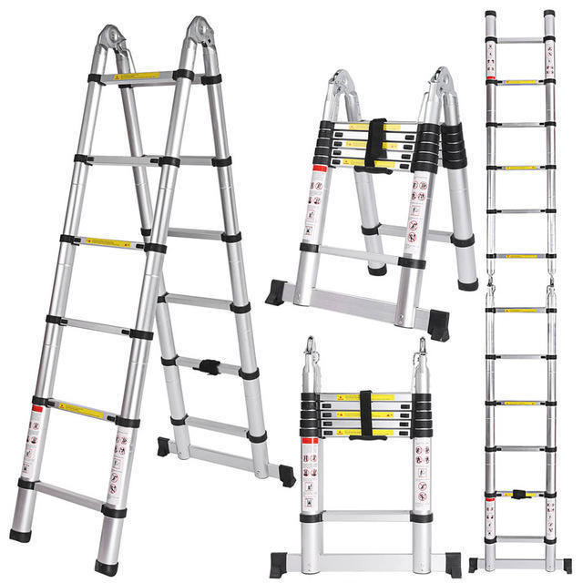 10M En131 6M Height Single Adjustable Work Platform Cat Elbow Aluminum Double Side Ladder