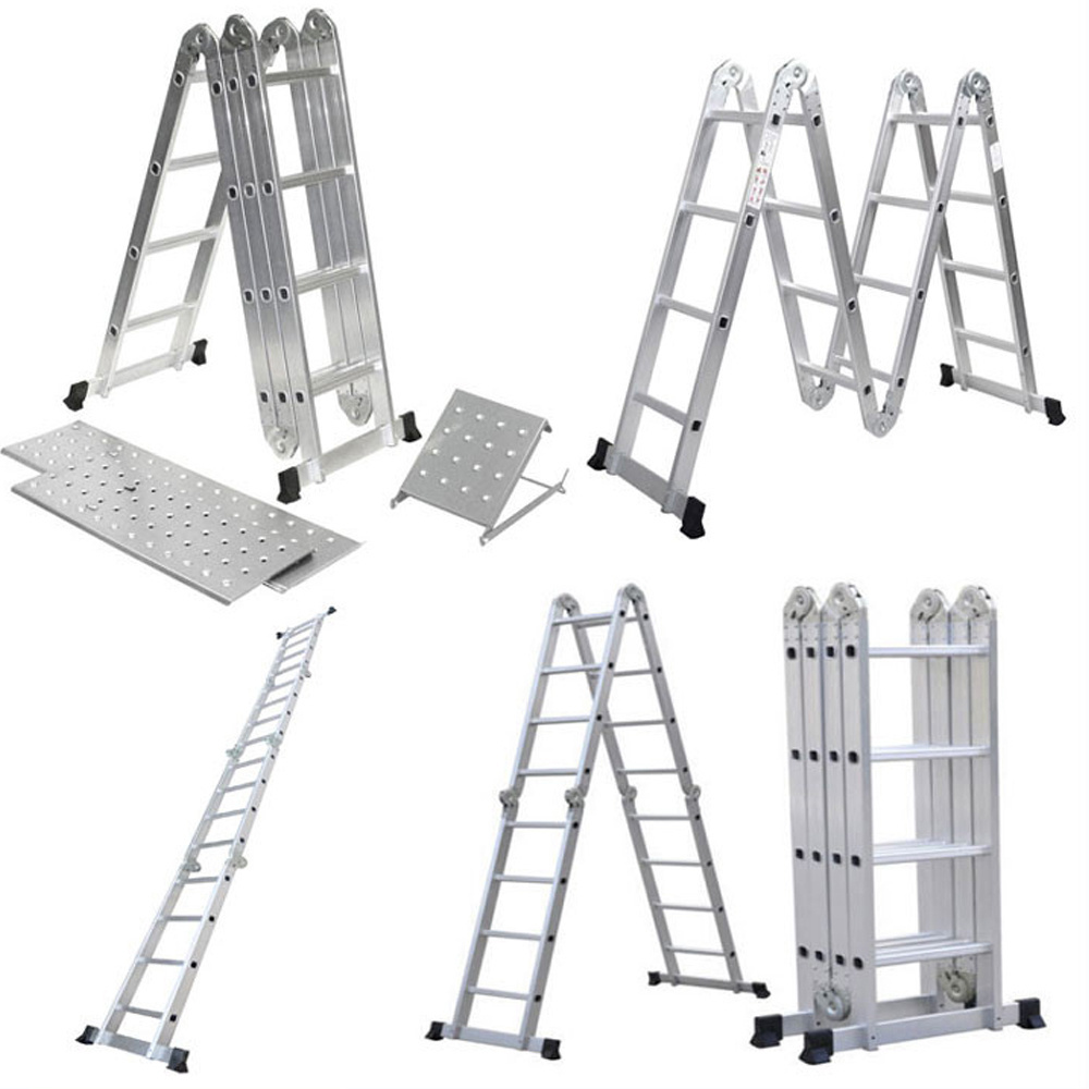 Mltipurpose Hinge Aluminium Folding Combination Ladder En131 Multi Purpose Aluminum Silver Home 3 Steps Folding Ladder Aluminum