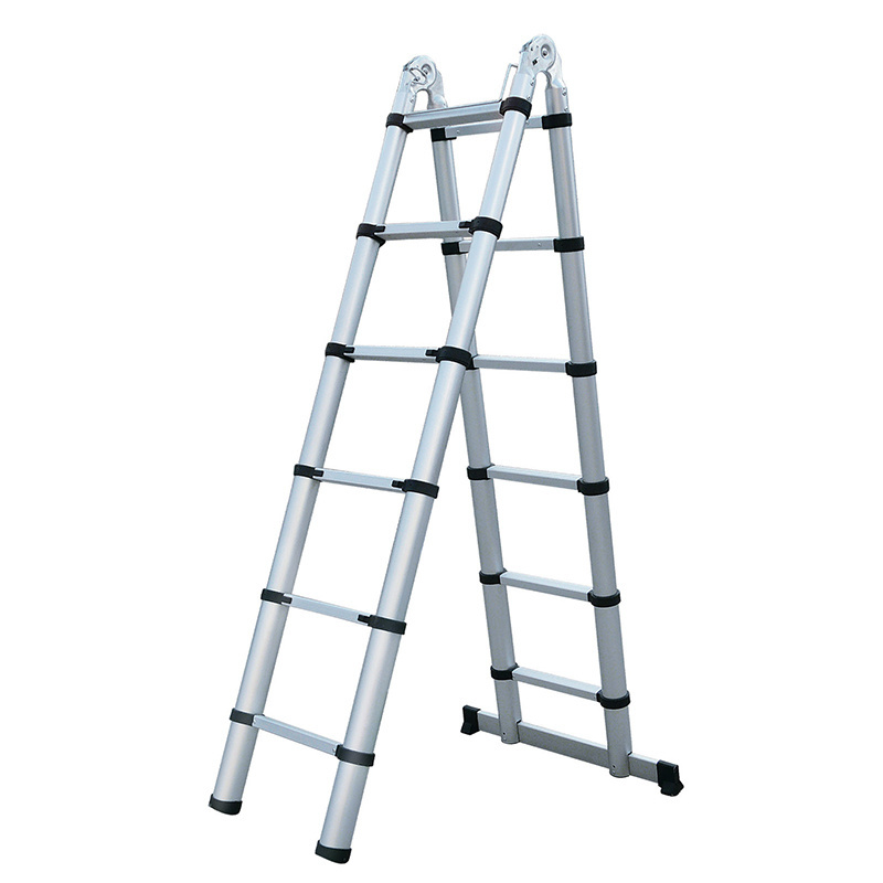 10M En131 6M Height Single Adjustable Work Platform Cat Elbow Aluminum Double Side Ladder