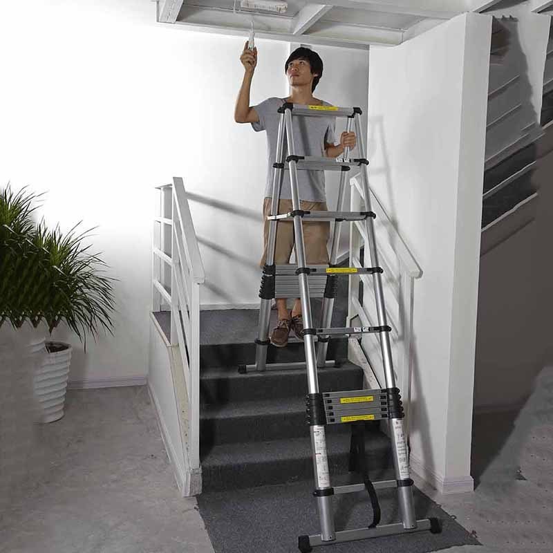 10M En131 6M Height Single Adjustable Work Platform Cat Elbow Aluminum Double Side Ladder