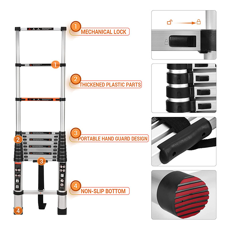 10M En131 6M Height Single Adjustable Work Platform Cat Elbow Aluminum Double Side Ladder