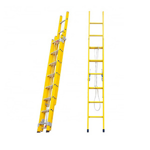 Step Ladder Extension Aluminum 2 Section Telescopic Insulating Foldable Multipurpose Single Fiberglass Electric Control Yellow