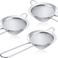 Stainless Steel Tea Coffee Cocktail Food Strainer with Long Handle and Hanging Loop Small Conical Cone Mesh Sieve Strainer