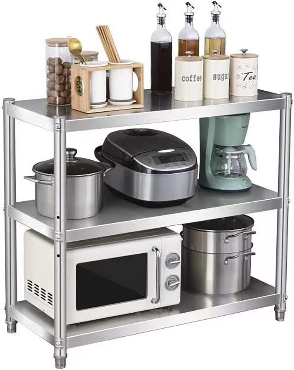 Heavy Duty Shelving for Kitchen Commercial Office Garage Storage Adjustable Shelf Storage Unit Stainless Steel Kitchen Shelf