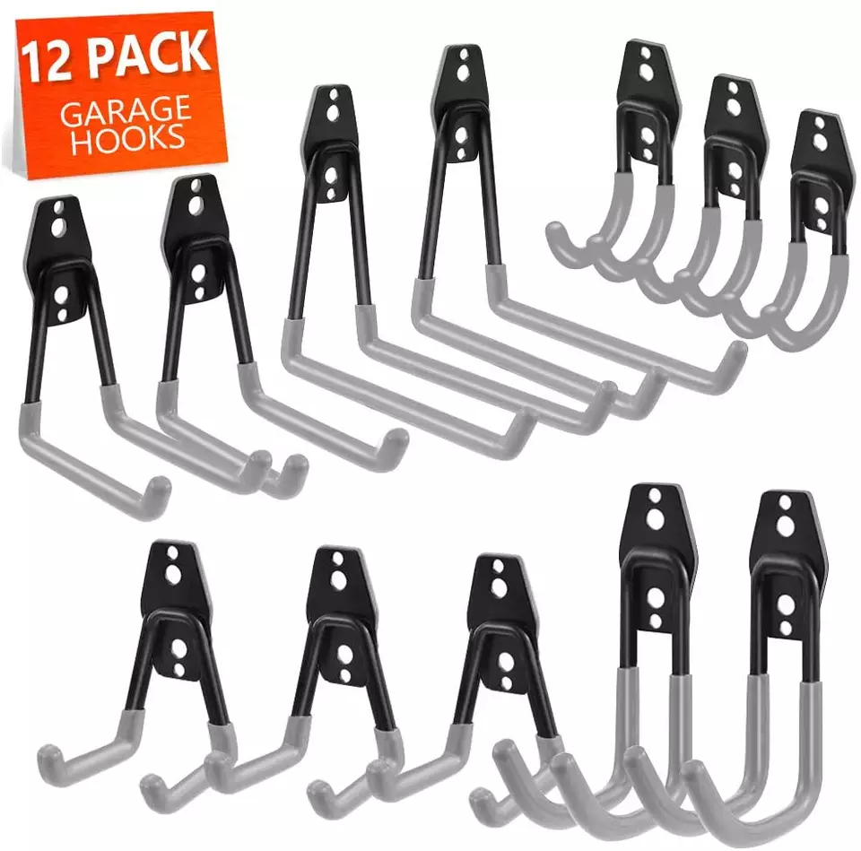 wholesale hot sale Garage Hooks Heavy Duty 12 Pack, Steel Garage Storage holders& racks Wall Utility Wall Mount Garage Hooks