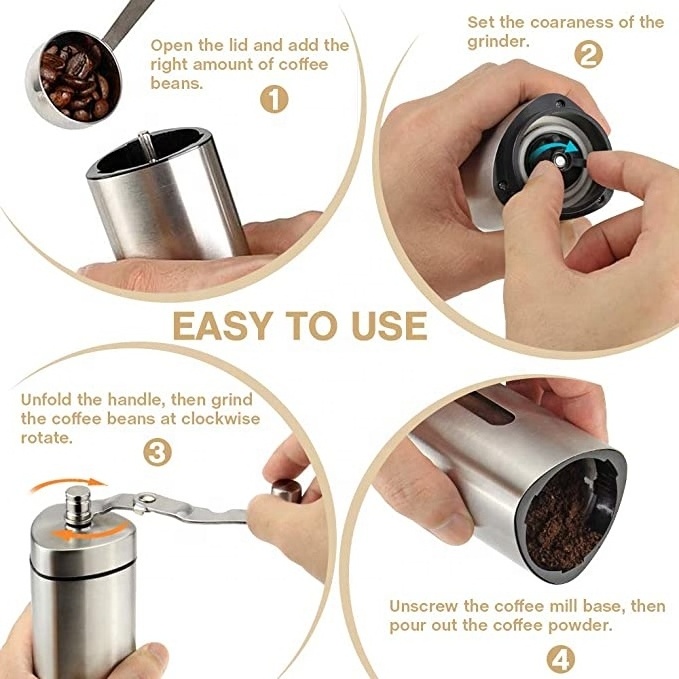 Hot Sale Portable Manual Compact Coffee Grinder/ Ceramic Burr Stainless Steel Coffee Mill grinder