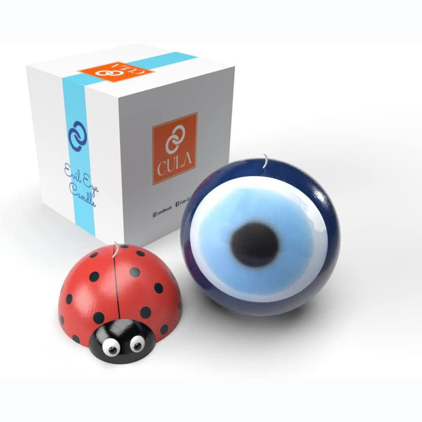 custom unique Evil Eye Sphere Eye candle Seven star Ladybug candle long burning time soy wax paraffin candle for Christmas gift