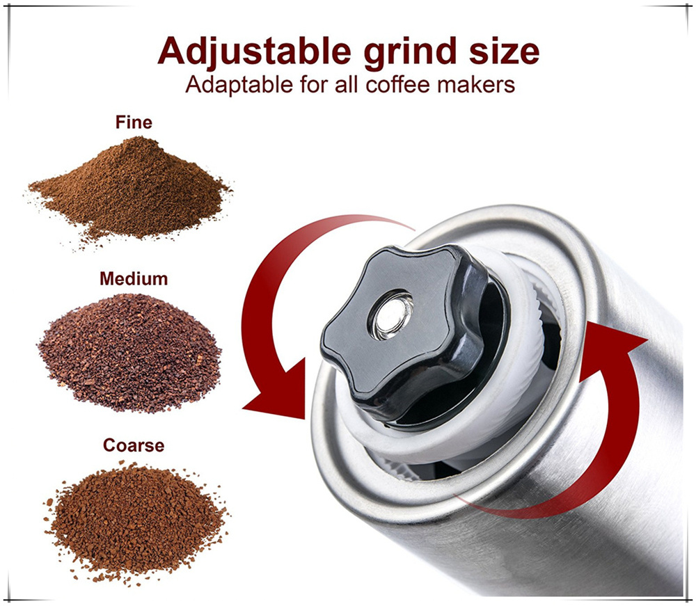 Hot selling mini portable hand manual Stainless Steel Coffee Bean Grinder Conical Burr Hand Crank Mill Manual Coffee Grinder