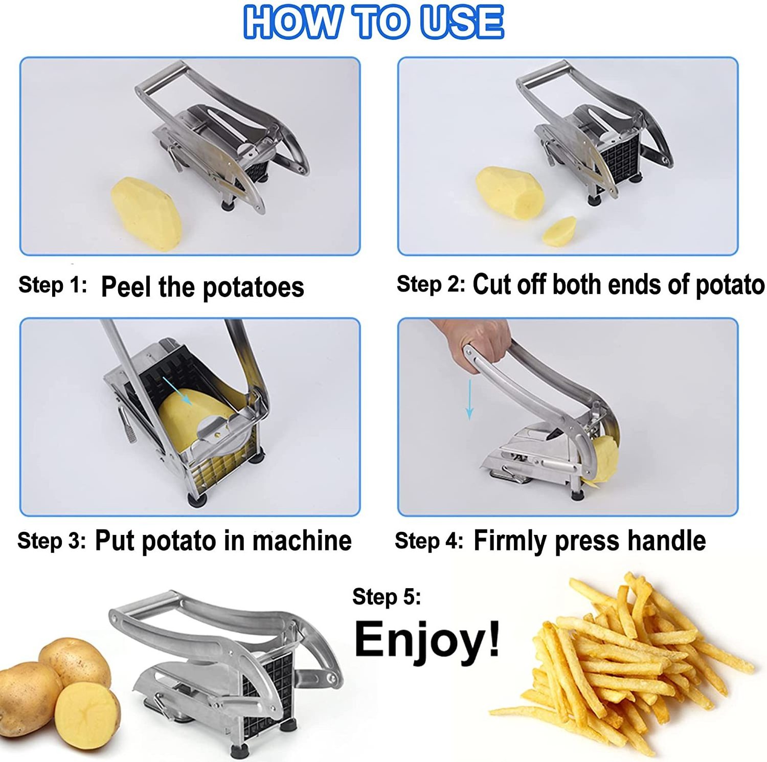 Stainless steel Potato cutter French fry cutter carrot/ cucumber/ potato slicer