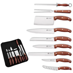 New arrivals 9pcs kitchen knife set with roll bag chopper knives set stainless steel chef Knife