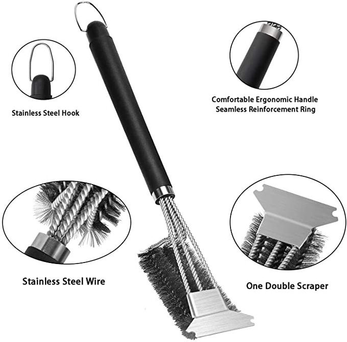 Extra Strong BBQ Cleaner Accessories BBQ Grill Brush Steam Cleaning Stainless Steel Brush Grill Brush and Scraper