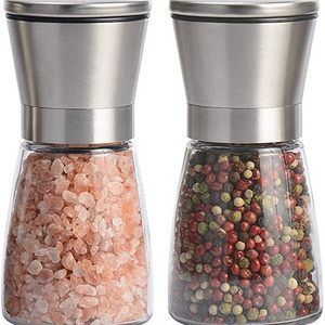 Premium Stainless Steel Spice Mill Short Glass Shakers Adjustable Manual Salt and Pepper Grinder Shaker