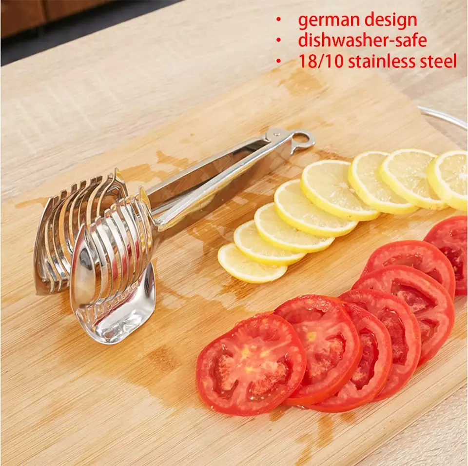 Best Utensils Tomato Slicer Lemon Cutter Multipurpose Handhold Round Fruit Tongs Stainless Steel Onion Holder Slicer Cutter