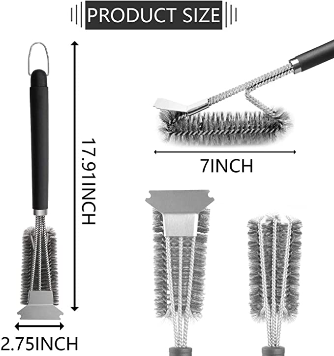 Hot Sale Barbecue High Quality Stainless Steel Wire Steam Cleaner Bristle Free Grill Bbq Cleaning brush and scraper