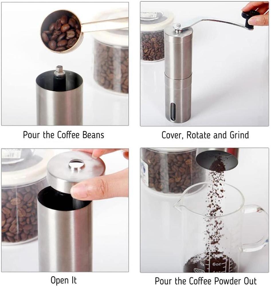 Portable conical burr hand bean grinder coffee stainless steel coffee mill manual  coffee grinder