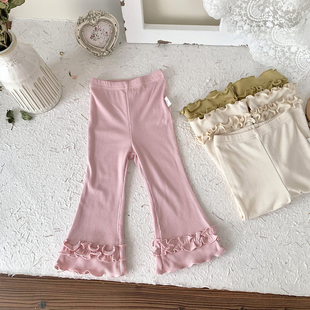 2024 Kids Ruffles Spring Girls Baby Bell Bottoms For 1-5 Years