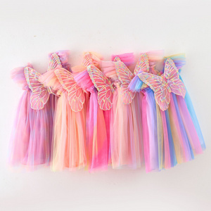 2024 kids summer children butterfly dress with wings